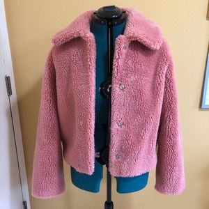 Pink Lulus brand new teddy jacket size L
